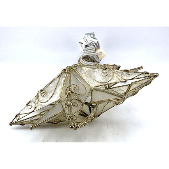 Capiz Shell Star Christmas Tree Topper Light Up Plug In Gold Swirl Trim 8 x 8" - Picture 5 of 9